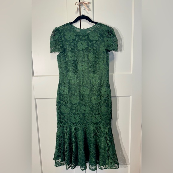 Green Mid-Length Lace Dress with Cap Sleeve, Size 12, Nordstrom, NEW - Picture 2 of 4